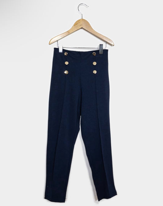 Daphné High-Waist Pants in Bleu Marine